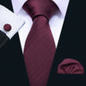 Cravate de luxe pour homme, ensemble de boutons de manchette et mouchoir en soie à rayures rouges, style business, Barry.Wang, accessoire tendance pour mariage, fête, décontracté