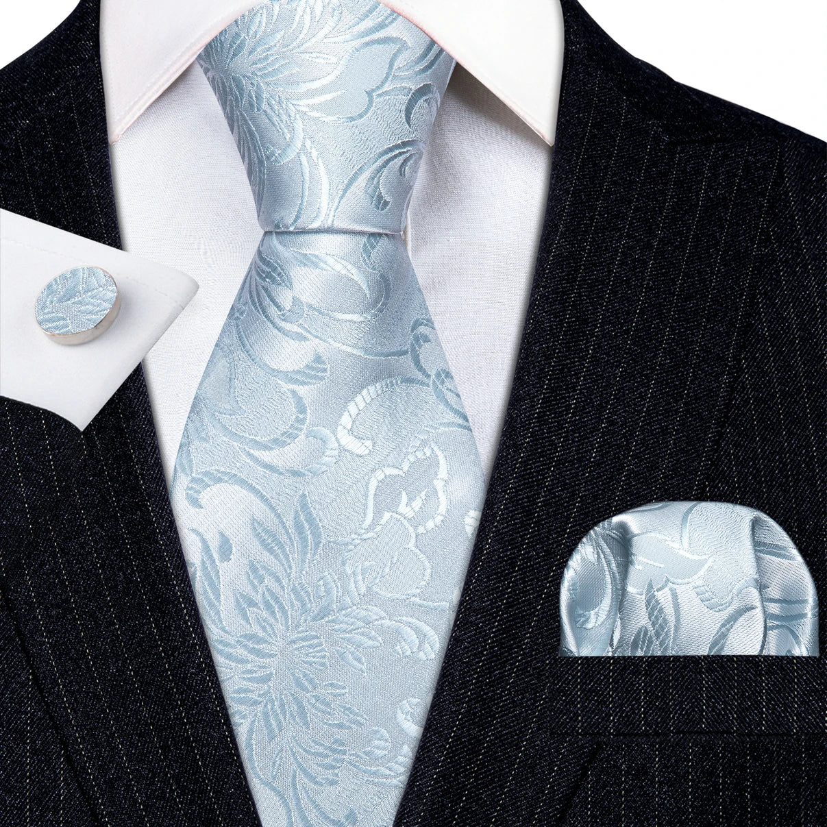 Ensemble élégant de cravates et boutons de manchette en soie à fleurs multiples pour homme, cravate jacquard à fleurs pour mariage, entreprise, fête, événement, Barry.Wang