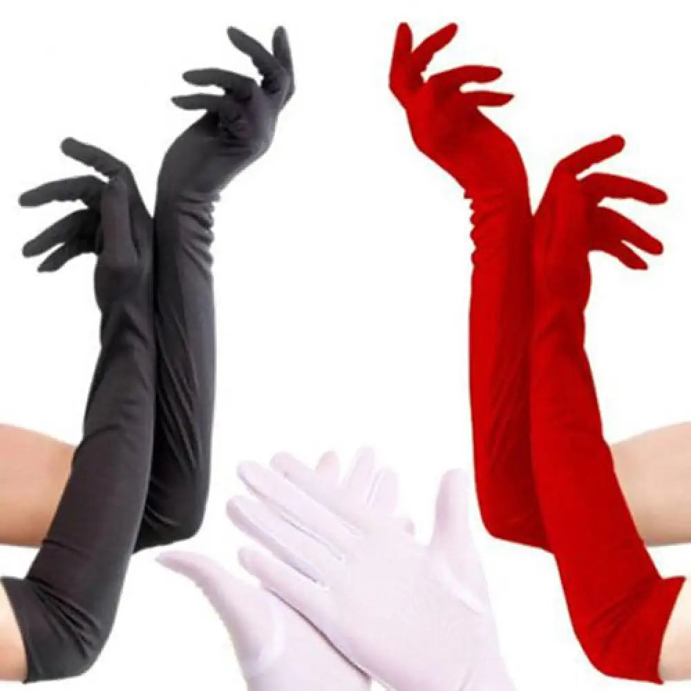 Robe de soirée formelle pour femme, gants longs, style opéra, mariage, soirée, fête, rouge et blanc