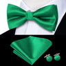 Hi-Tie Jacquard Silk Nœud papillon pour homme, ensemble de boutons de manchette et mouchoir, nœud papillon pré-noué, noir, blanc, gris, bleu, rouge, vert, rose, violet
