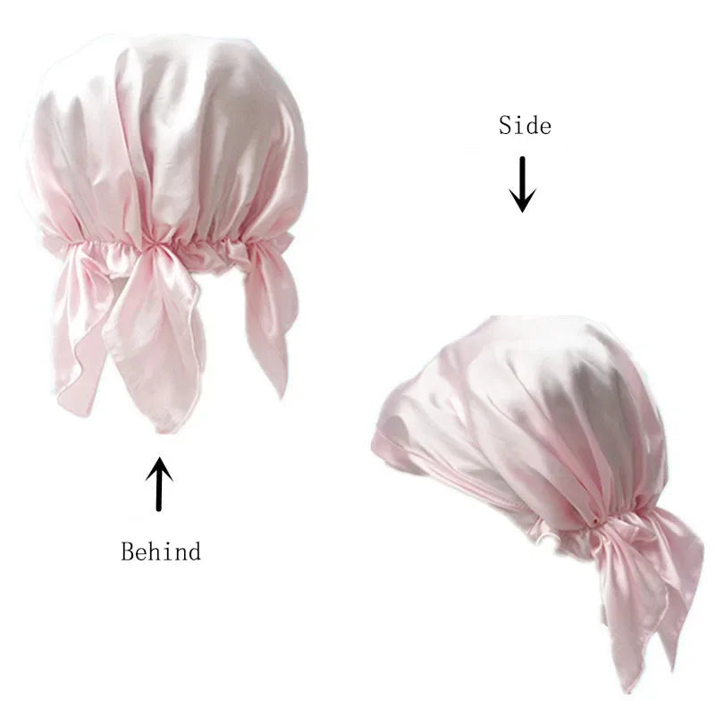 Bonnet de nuit en soie de mûrier 100 % naturelle, bonnet de douche en soie, bonnet de nuit, tâches ménagères, cuisine, soins capillaires, bonnet protecteur, accessoires pour cheveux