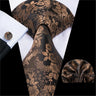 Cravate élégante pour homme, motif cachemire, rayures noires et dorées, en soie, pour mariage, mouchoir, boutons de manchette, pour entreprise, fête, livraison directe
