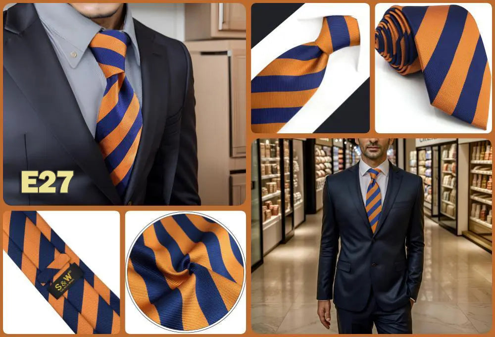 Cravates classiques jaunes et marron pour hommes, tenue de soirée, mariage, école, livraison directe