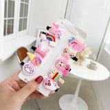 Lot de 10 pinces à cheveux pour enfants, en gel souple, pour filles, mignonnes, avec clips latéraux, motifs dessins animés