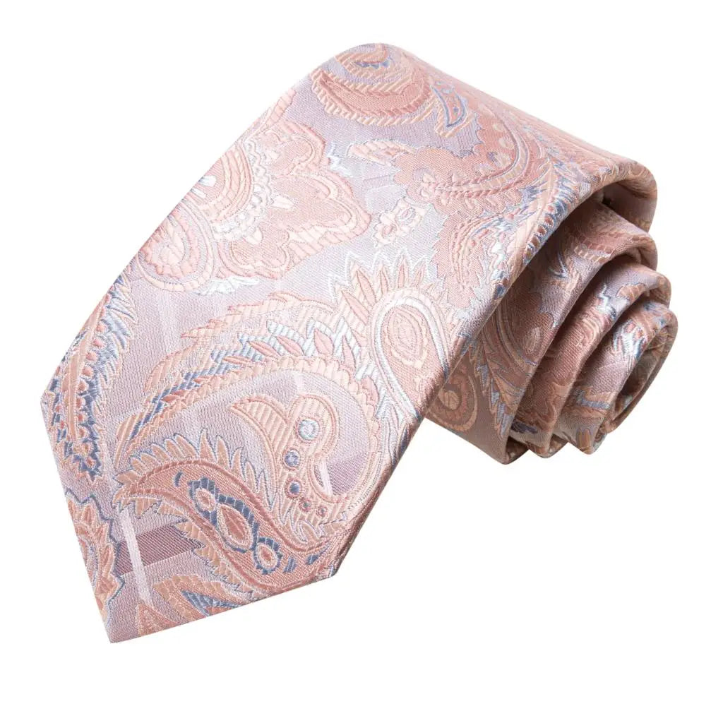 Cravate rose cachemire avec broche en soie, élégante cravate de mariage pour homme, bouton de manchette pratique, mode affaires fête, créateur de cravate haute