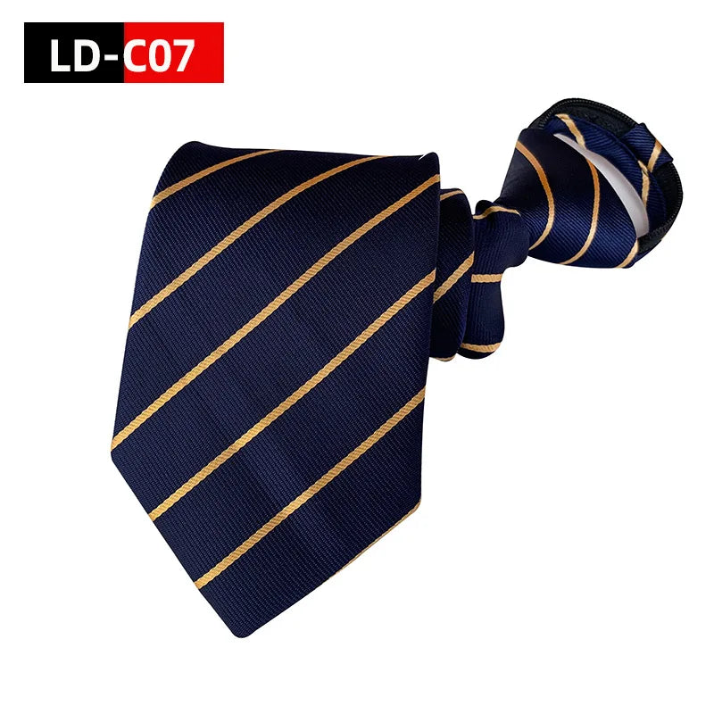 Zipper Tie Men Bridegroom Wedding Necktie Lazy Pre-tied Ties Striped 8cm Hot Sell Style Zipper Necktie For Men Women Wholesale