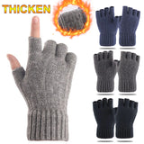 Thicken Wool Fingerless Knitted Gloves Men/Women Warm Stretch Elastic Solid Winter Outdoor Half Finger Gloves Cycling accessory