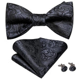 Hi-Tie Ensemble nœud papillon en soie pour homme, mouchoir et boutons de manchette, bleu, rouge, or, noir, blanc, jacquard, nœud papillon, mariage, affaires