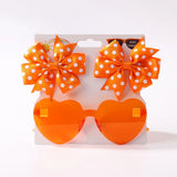 3Pcs/set Cute Solid Kids Dot Hairpin Colorful Heart Sun Glasses Set Girls Boutique Bowknot Hair Clips Children Hair Accessories