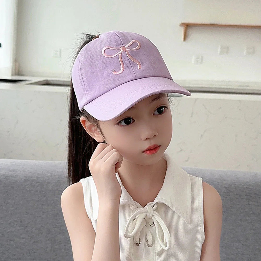 Casquettes de baseball pour enfants avec nœuds, ajourées, à queue de cheval haute, ajustables, pour l'été, pour garçons et filles, style hip-hop