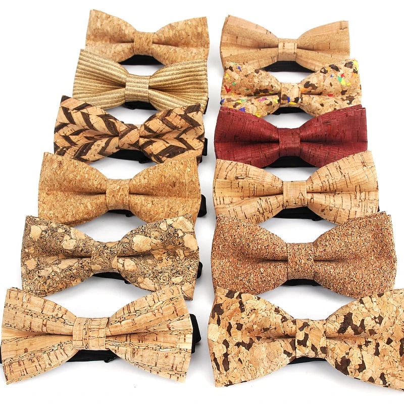 Nœud papillon en bois de liège pour homme, accessoire tendance, fait à la main, solide, idéal pour une fête de mariage ou comme cadeau