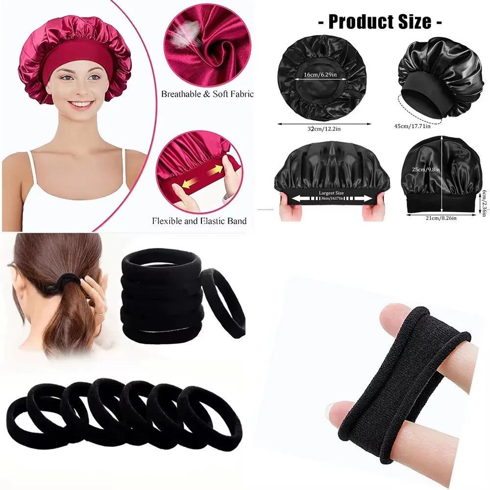 Bonnet Satin Sleeping Hat Hair Night Sleep Cap Head Cover Shower Caps for Bath and Sauna Bathing Shower Cap Bathroom Products