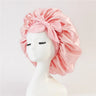 Bonnet de nuit en satin pour femme, large bande solide, extensible, avec nœud, bonnet soyeux, bonnet de nuit, soins capillaires, couvre-tête de douche