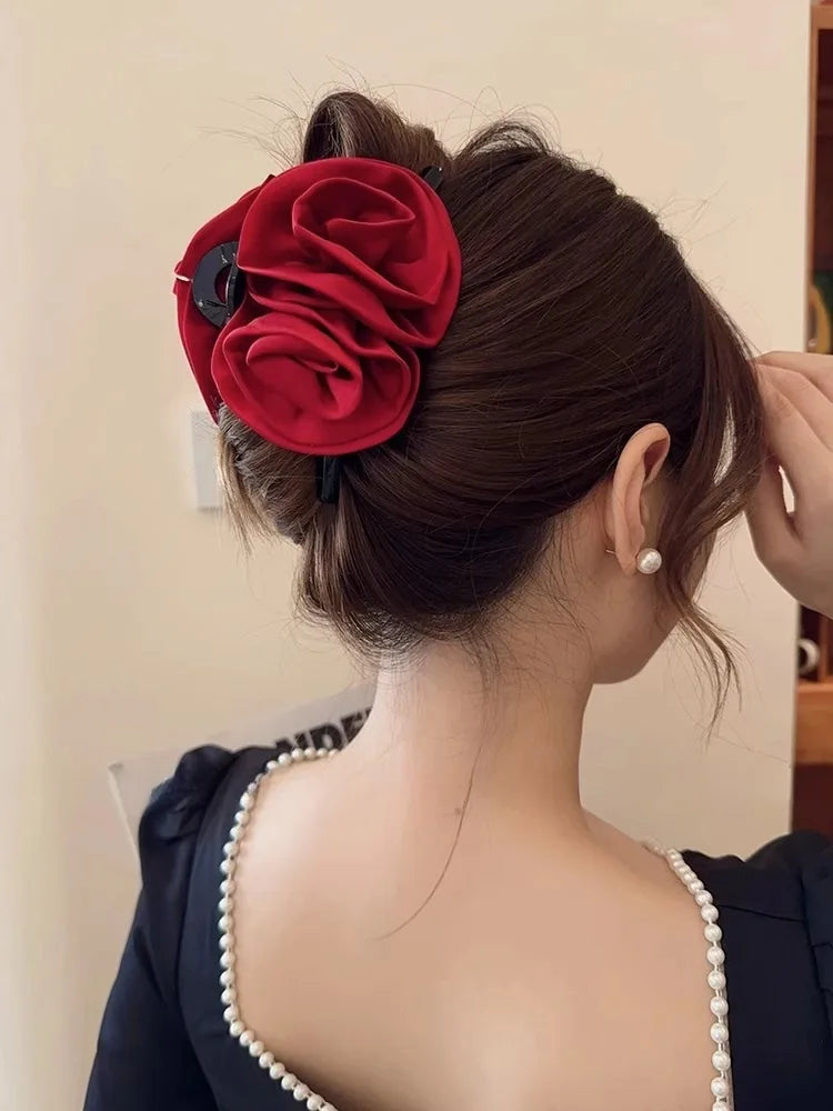 13cm Rose Shark Clip  Large  hair claw Elegant High-Grade Hair Accessories Pinzas Para El Cabello  Заколка Для Волос