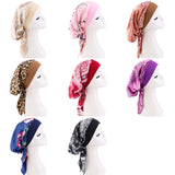 Chapeau turban en satin imprimé pour femme, extensible, à larges bords, tendance, pré-noué, enveloppant, décontracté, style pirate