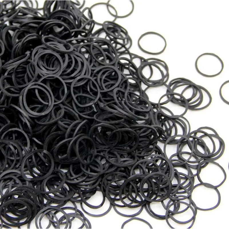 Mini élastiques noirs pour cheveux, 0,6 x 0,9 cm, pour fournitures de bureau, école, maison