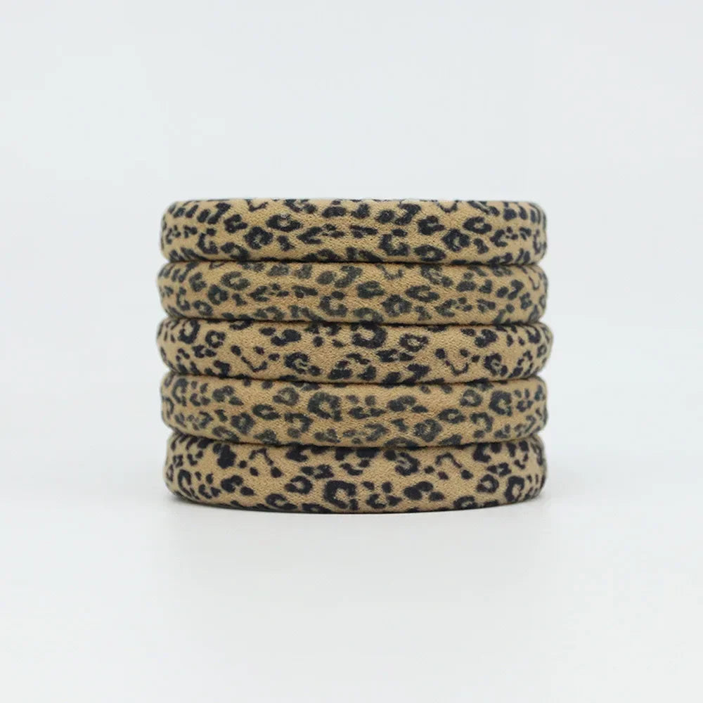High Elasticity Universal Leopard Print Elastic Hair Scrunchie Ties for Women Girls Ponytail Holder Hair Rings Rope Accessories