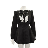 Robe style gothique japonais Y2K Lolita à carreaux avec nœud en strass et short, ensemble doux pour femmes, chemise à manches courtes bouffantes et boutons, robes de soirée