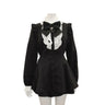 Robe style gothique japonais Y2K Lolita à carreaux avec nœud en strass et short, ensemble doux pour femmes, chemise à manches courtes bouffantes et boutons, robes de soirée