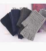 Thicken Wool Fingerless Knitted Gloves Men/Women Warm Stretch Elastic Solid Winter Outdoor Half Finger Gloves Cycling accessory