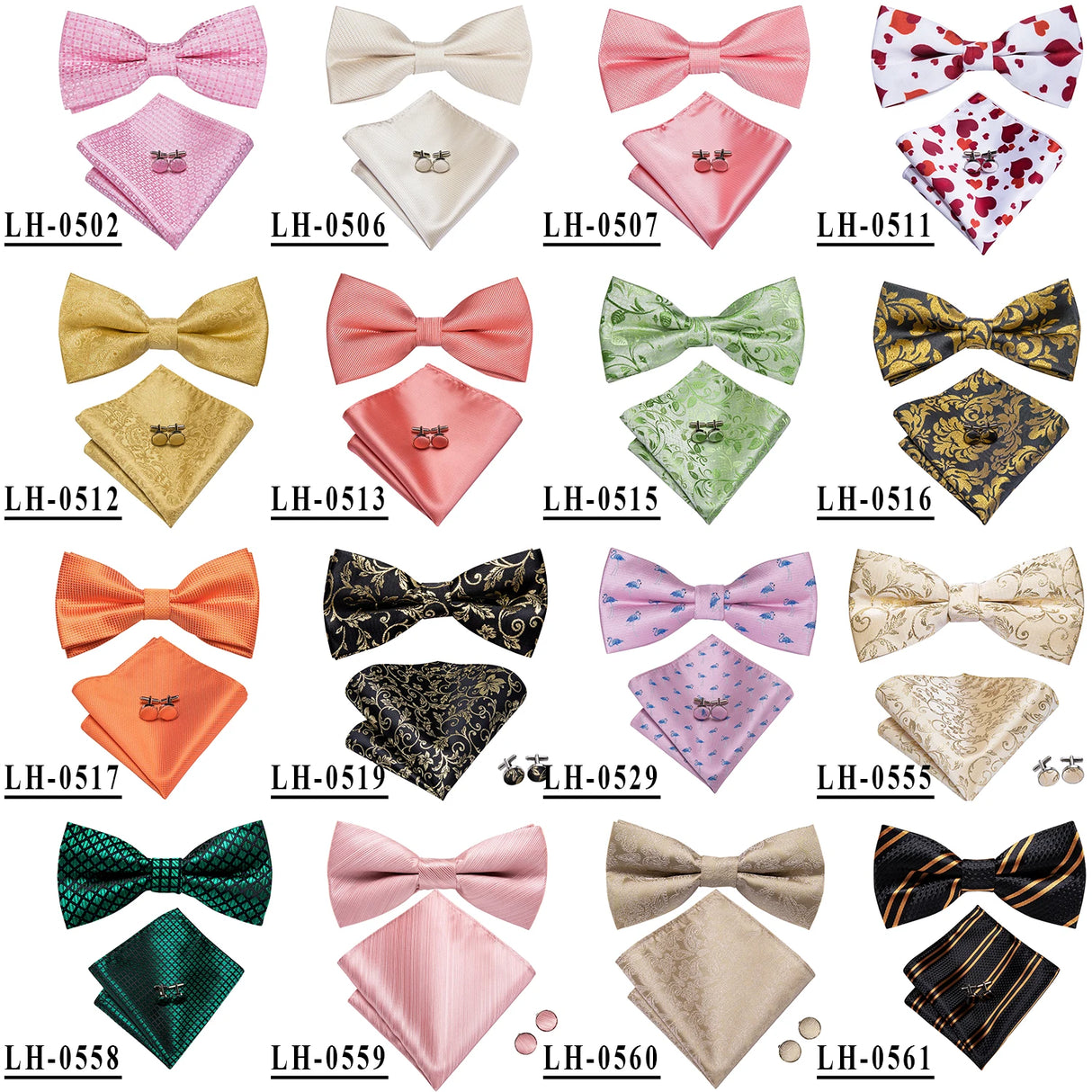 Hi-Tie Nœuds papillon verts de Noël pour hommes Cravate papillon en soie Ensemble de boutons de manchette et mouchoirs pour fête de mariage Nœud papillon uni à carreaux cachemire