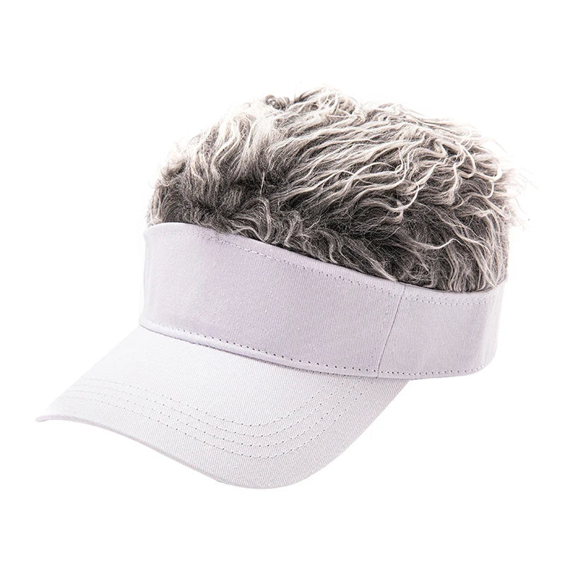 Casquette de baseball de golf avec faux cheveux évasés, pare-soleil, postiche amusant, pour hommes et femmes, perruque à pointes