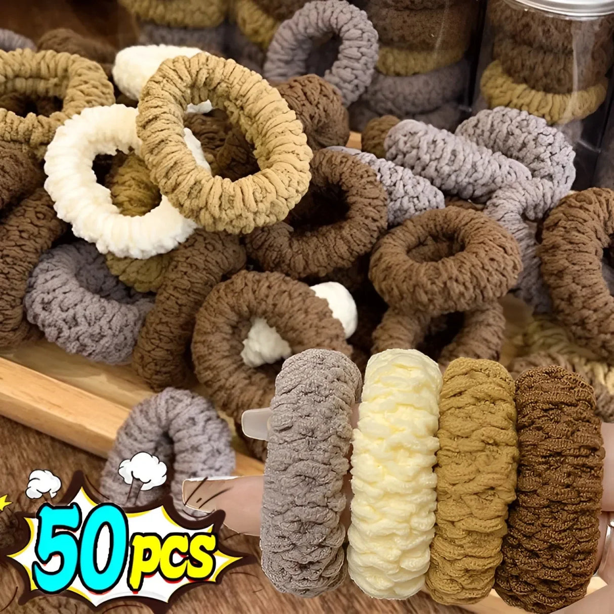 50/10Pcs New Korean Woman Big Elegant Elastics Hair Band Solid Color Scrunchies Hair Ties Ladies Ponytail Hold Hair Accessories