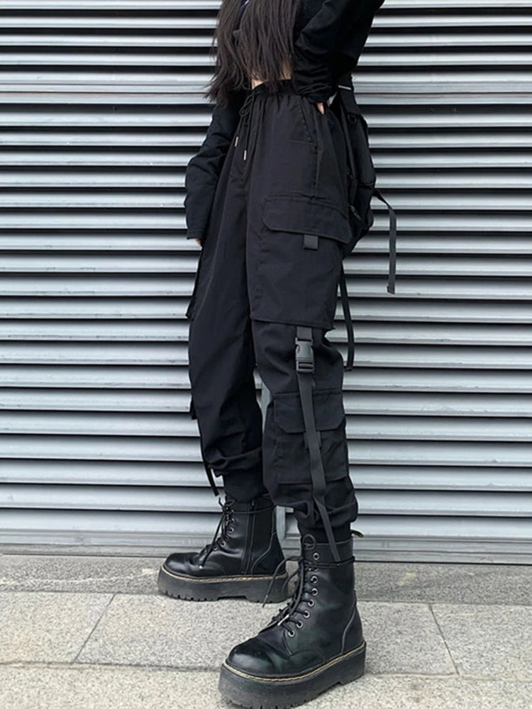 Pantalon cargo de jogging hip-hop tendance pour femmes et hommes, sarouel multi-poches avec rubans, survêtement streetwear décontracté pour hommes, tailles S à 4XL
