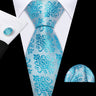 Cravate fantaisie en soie bleu sarcelle pour homme, marque de luxe solide, pochette, boutons de manchette, ensemble de cravates de haute qualité pour fête de mariage Barry.Wang