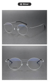 Handmade Round Titanium Glasses Frames 5518 Retro Men Double Beam Round No Screw Eyeglasses Denmark Brand Lightweight Women