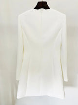 White Green Lace Up Mini Dress 2024 New Designer Runway Fashion Women's Long Sleeve Ribbons Lacing Up Dress High Quality