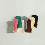 Fashion Children Soft Solid Colour Cap Scarf all-in-one Autumn Winter Thickened Knitted Ear Protection Cap Warm Hooded Warm