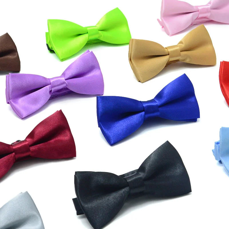 Fashion Kids Solid Color Bow Ties Imitation Silk Student Bowties Soft Black Red Butterfly Bowknot Wedding Party Cute Pet Cravat