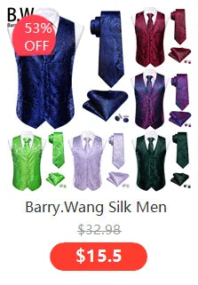 Barry.Wang Nouveauté Soie Hommes Cravate Mouchoir Boutons de Manchette Ensemble Jacquard Animal Dinosaure Chauve-Souris Gravat Cravate Pour Homme Mariage Affaires