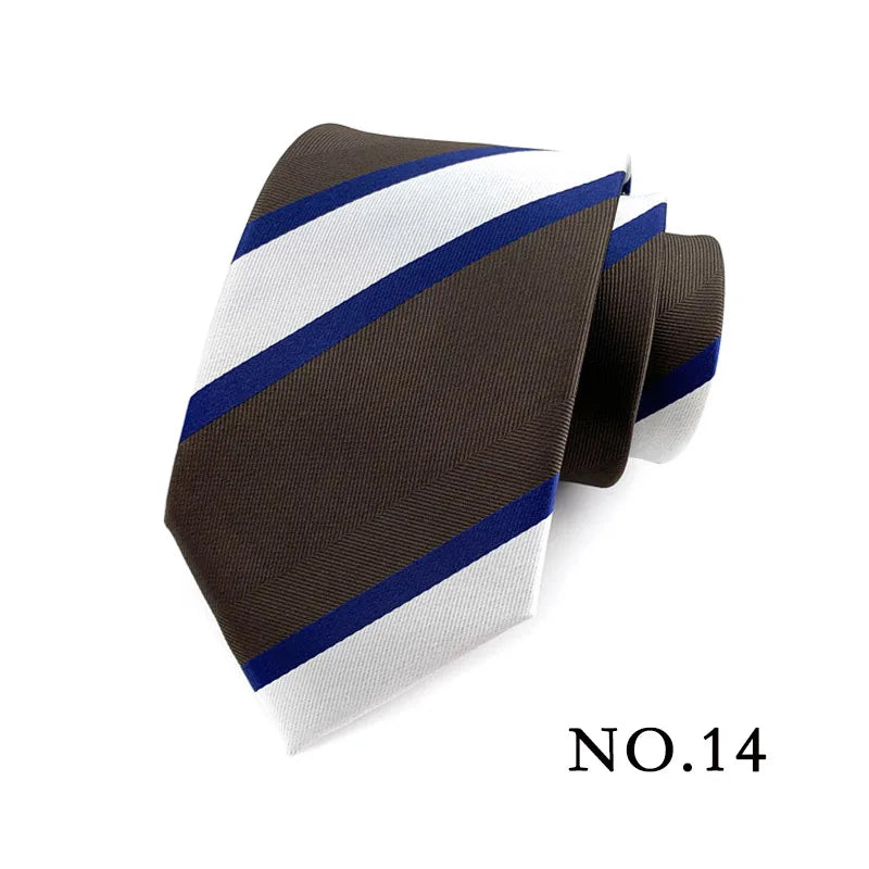 Cravate pour homme 8 cm, motif rayé, jacquard tissé, cravate Ascot, pour homme, pour fête de mariage