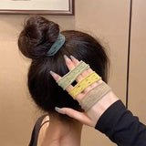 6Pcs/Set High Elastic Mesh Towel Hair Loop Hair Ties Seamless Rubber Bands Hollow Fishnet Hair Ring For Tying Hair Rope Headwear