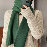 Knit Wool Scarf Elegant Solid Color Cashmere Shawl Red Knitted Shawl New Year Scarf Long Shawl Winter Cashmere Scarves Male