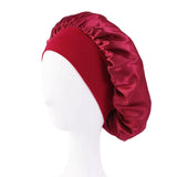 New Women's Satin Solid Wide-brimmed Sleeping Hat Unisex Head Wrap Elastic Band Cap Hair Care Bonnet Night Hat Bonnet De Nuit