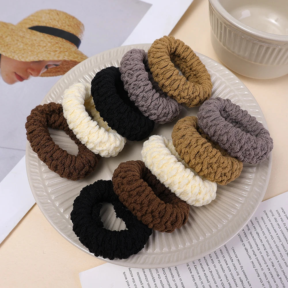 50/10Pcs New Korean Woman Big Elegant Elastics Hair Band Solid Color Scrunchies Hair Ties Ladies Ponytail Hold Hair Accessories