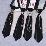 Cravate en ruban noir faite à la main, bijoux en strass cristal, chemises blanches pour hommes, étudiantes, garçons, col, cravates, uniformes, femmes