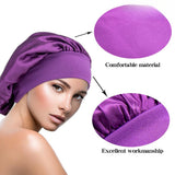 Adjust Solid Satin Bonnet Hair Styling Cap Long Hair Care Women Night Sleep Hat Silk Head Wrap Shower Cap Hair