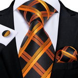 Cravate homme orange cachemire luxe soie polyester mariage bal 8 cm ensemble cravate pochette mouchoir boutons de manchette cadeau pour mari homme accessoire