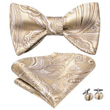 Hi-Tie Ensemble nœud papillon en soie pour homme, mouchoir et boutons de manchette, bleu, rouge, or, noir, blanc, jacquard, nœud papillon, mariage, affaires