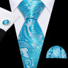 Cravate fantaisie en soie bleu sarcelle pour homme, marque de luxe solide, pochette, boutons de manchette, ensemble de cravates de haute qualité pour fête de mariage Barry.Wang