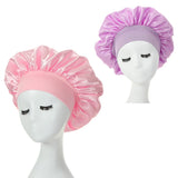 Lot de 2 bonnets en satin à larges bords en imitation soie pour femme, couvre-chefs à bande élastique