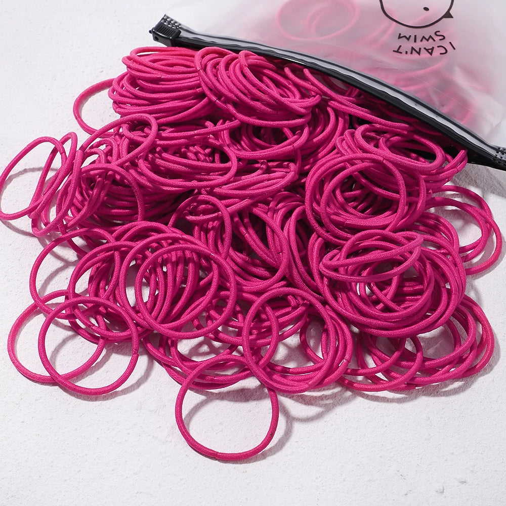 Lot de 50 bandeaux élastiques en caoutchouc pour cheveux, style macaron, très élastiques, durables, pour queue de cheval haute, pour femmes et enfants