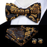 Hi-Tie Ensemble nœud papillon en soie pour homme, mouchoir et boutons de manchette, bleu, rouge, or, noir, blanc, jacquard, nœud papillon, mariage, affaires