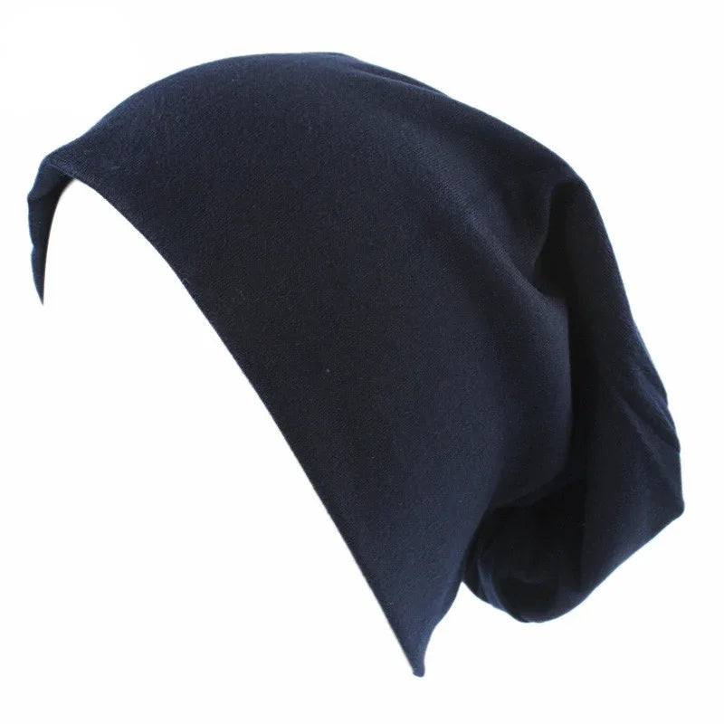 Unisex Men Women Beanie Cotton Night Sleep Cap Bonnet Chemo Hat Headwear Turban Baggy Hair Care Nightcap Pullover Hat Solid Colo