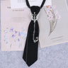Cravate en ruban noir faite à la main, bijoux en strass cristal, chemises blanches pour hommes, étudiantes, garçons, col, cravates, uniformes, femmes