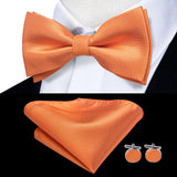 Hi-Tie Jacquard Silk Nœud papillon pour homme, ensemble de boutons de manchette et mouchoir, nœud papillon pré-noué, noir, blanc, gris, bleu, rouge, vert, rose, violet